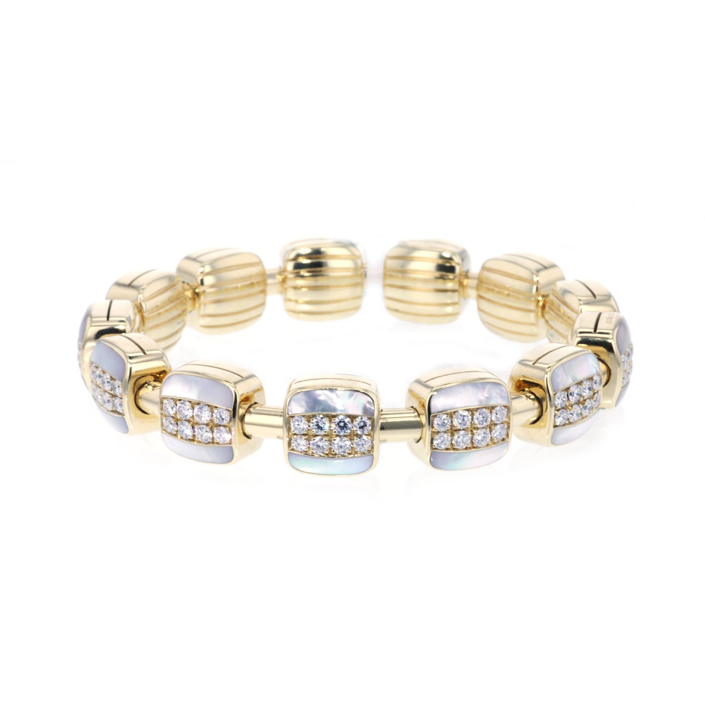 4.02 ctw Diamond & Mother of Pearl Xpandable Stretch Bracelet