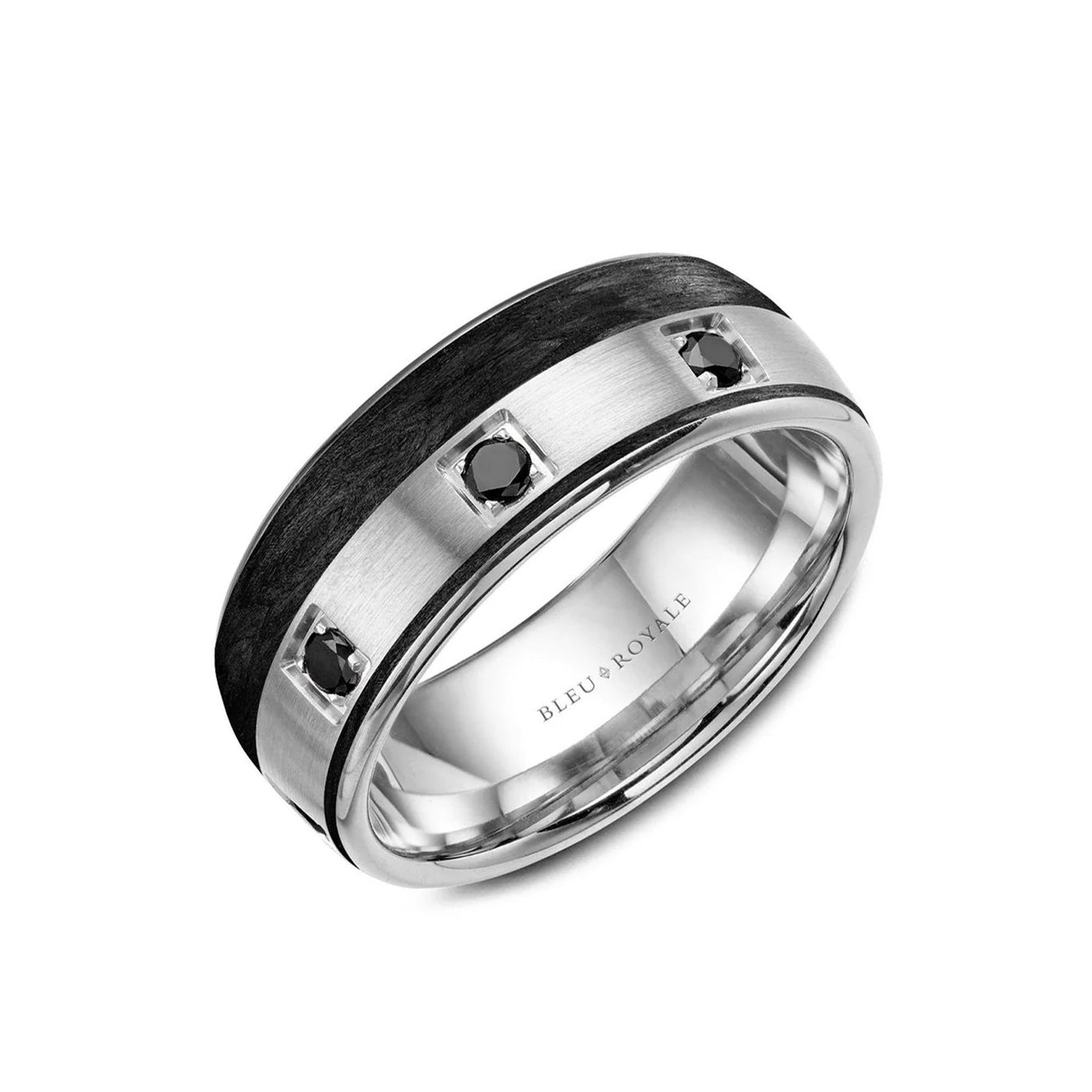8.5MM Black Diamond, Black Carbon Fiber & Gold Classic Band