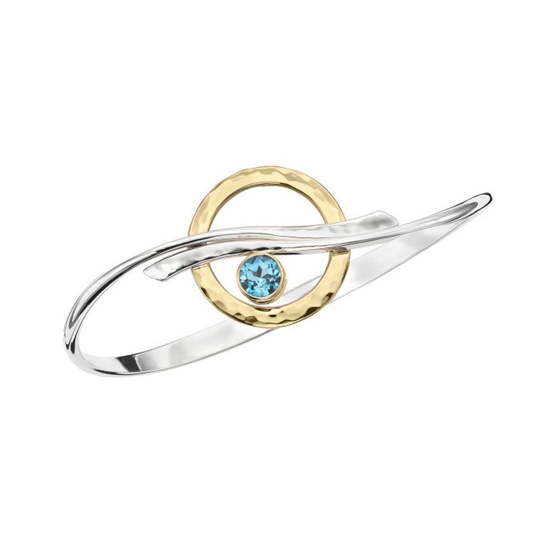 Blue Topaz "Cloudburst" Bangle Gold & Silver Bracelet