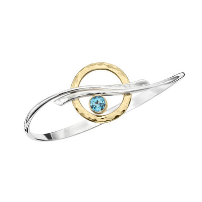 Blue Topaz "Cloudburst" Bangle Gold & Silver Bracelet
