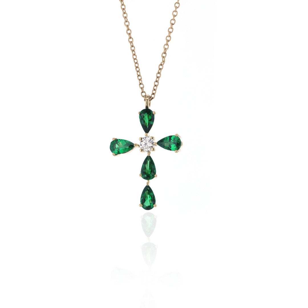 Sapphire & Diamond Cross Necklace