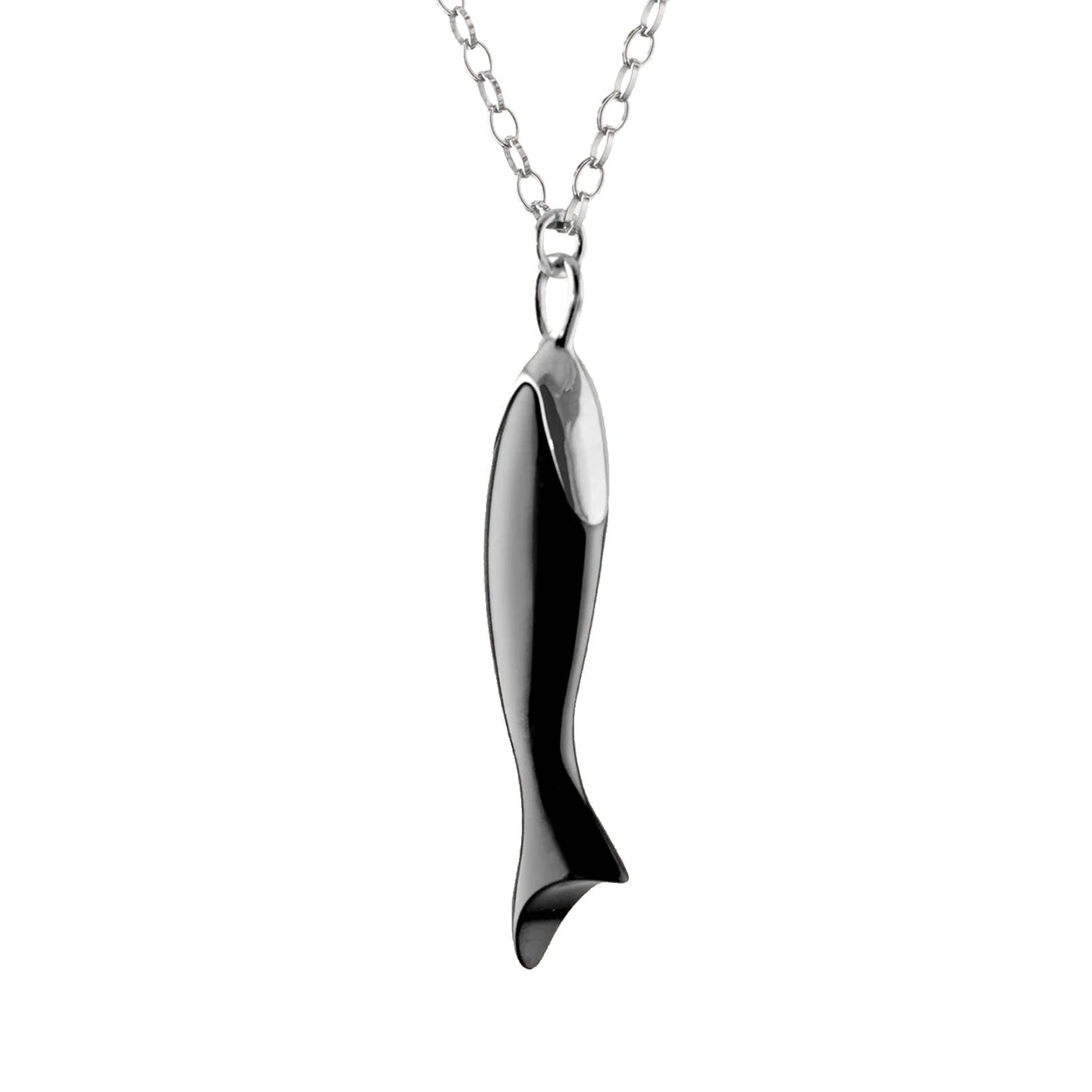 Black Ceramic Fish Charm Necklace