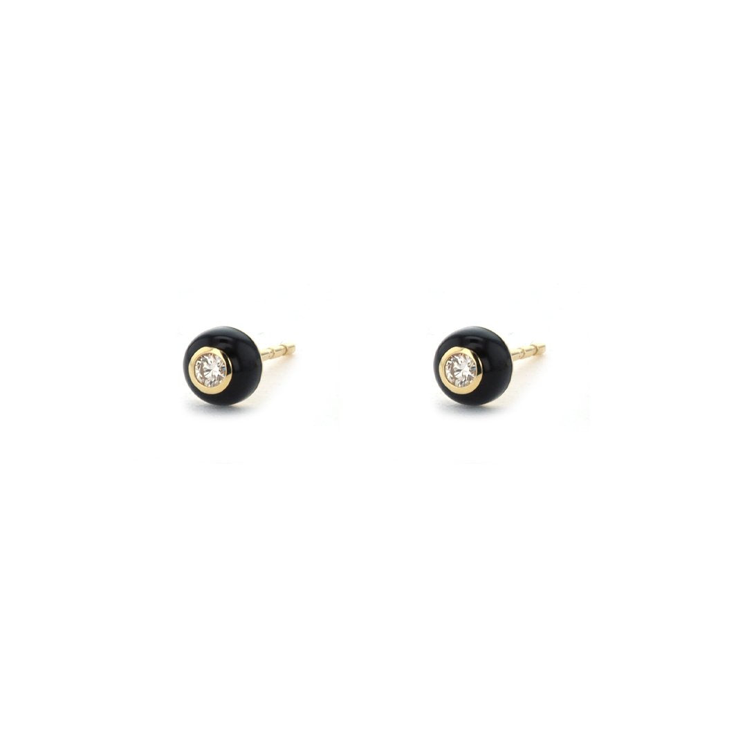 0.12 ctw Diamond & Black Enamel Earrings