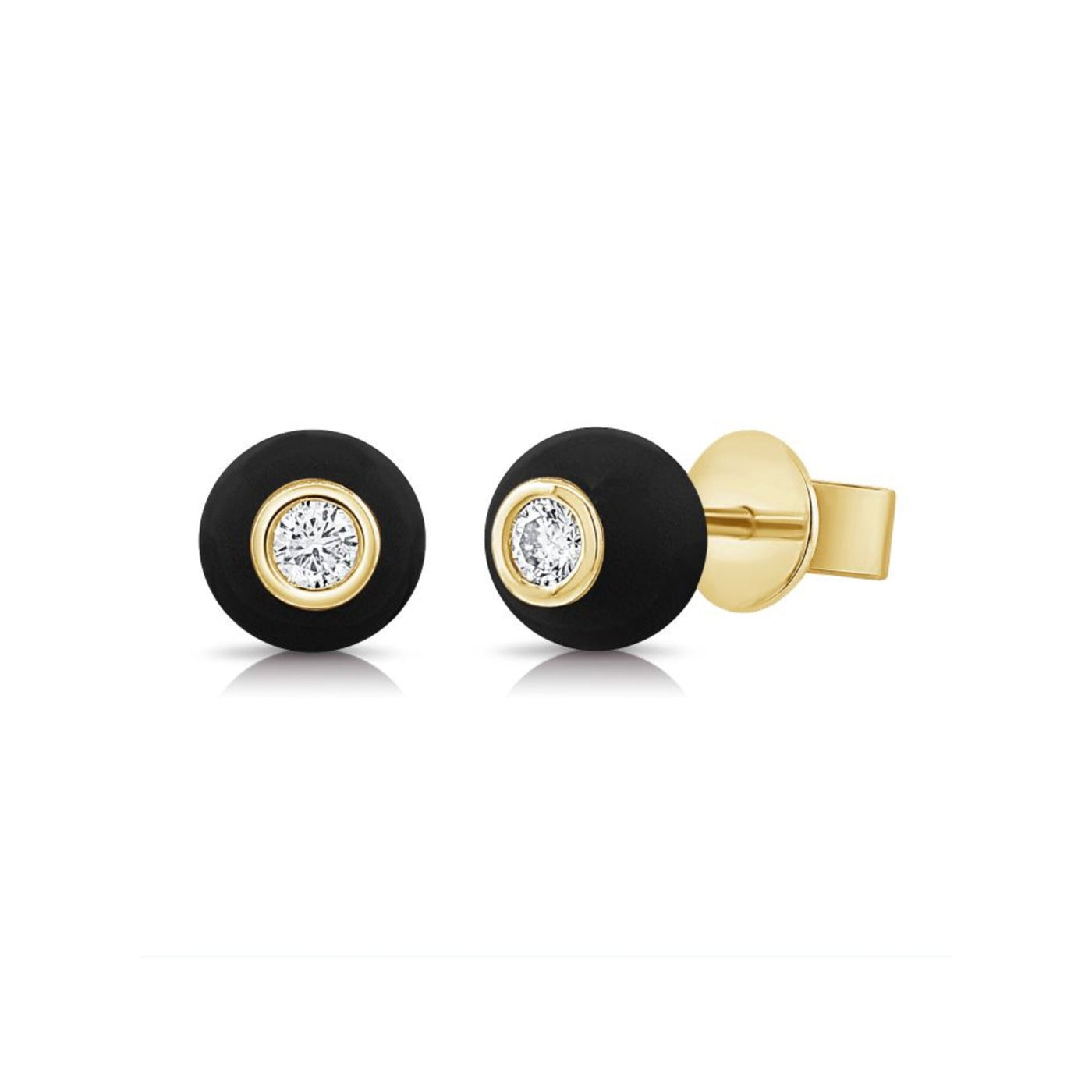 0.12 ctw Diamond & Black Enamel Earrings