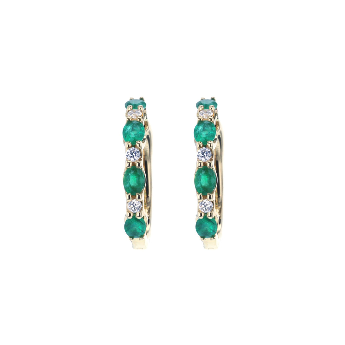 Emerald & Diamond Hoop Earrings