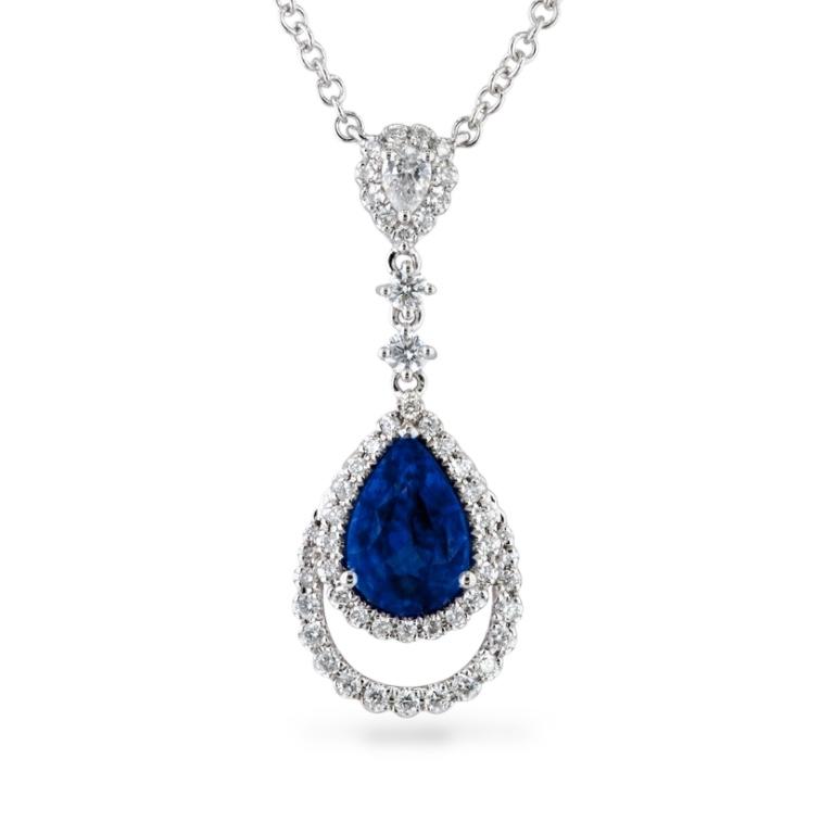 Blue Sapphire & Diamond Pendant Necklace
