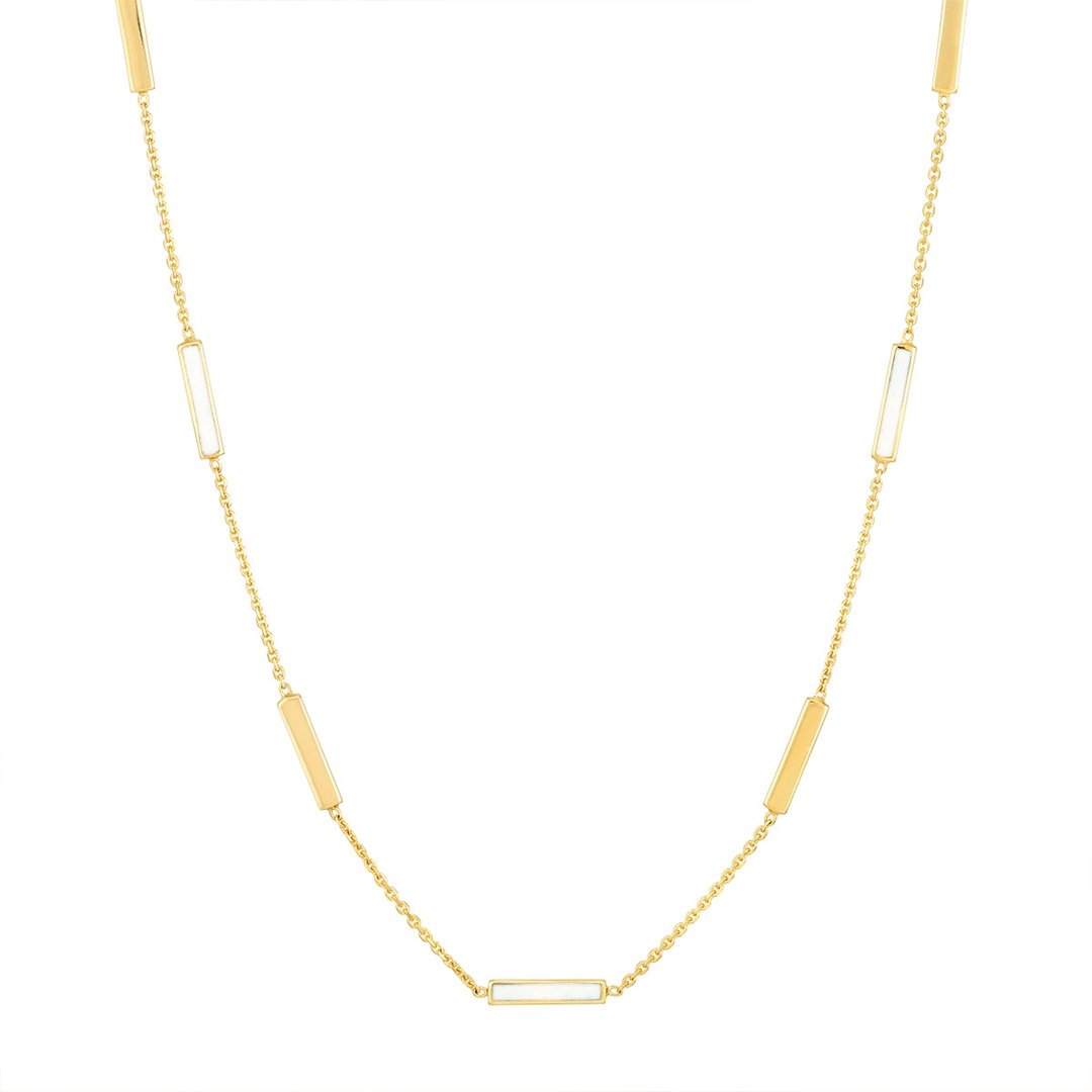 White Enamel Bar Necklace