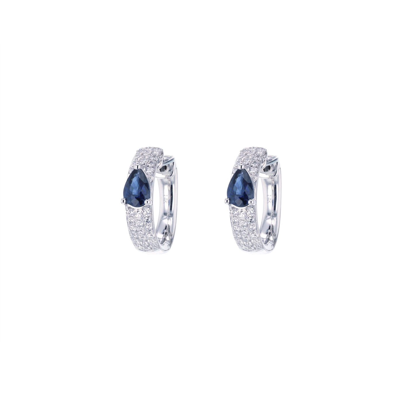 Blue Sapphire & Diamond Huggie Earrings