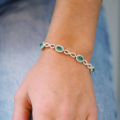 Emerald & Diamond Infinity Bracelet