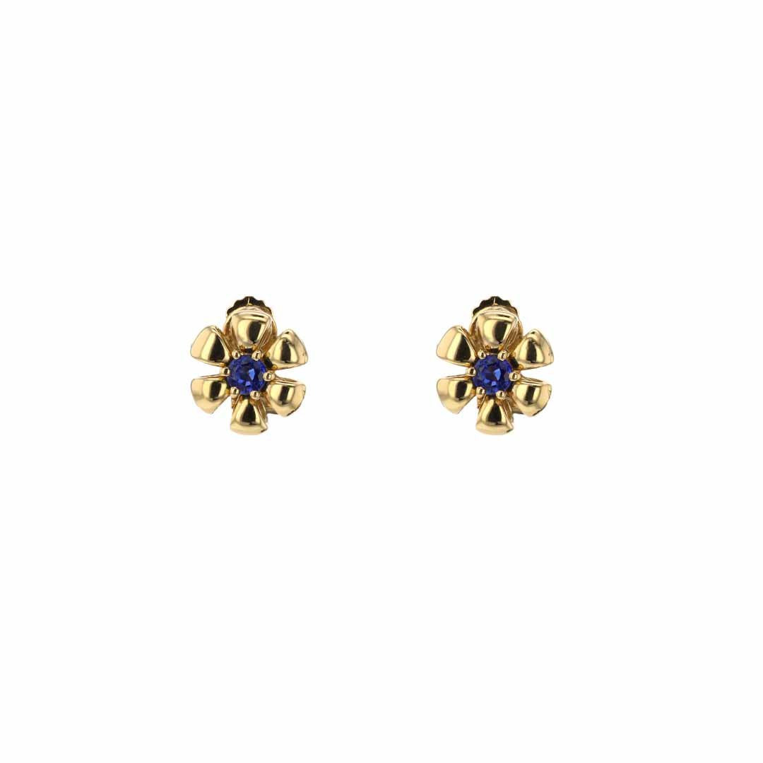 Blue Sapphire Flower Earrings