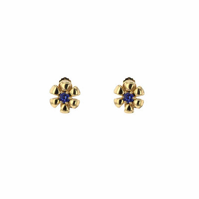 Blue Sapphire Flower Earrings