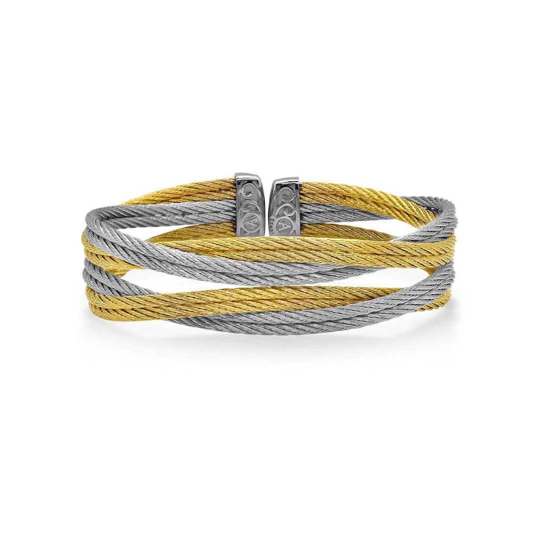 Yellow & Grey Cable Bangle Bracelet