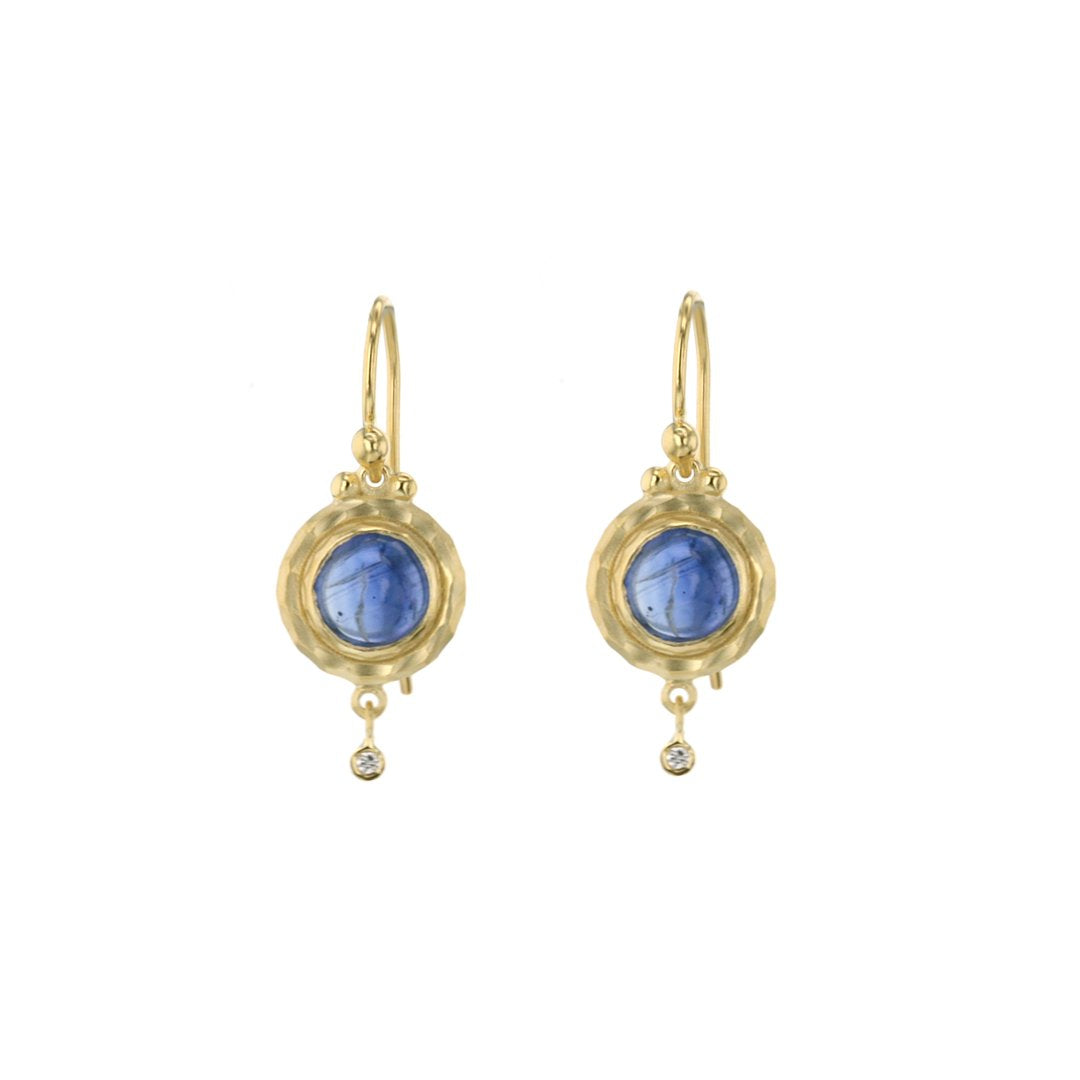 Blue Cabochon Drop Earrings