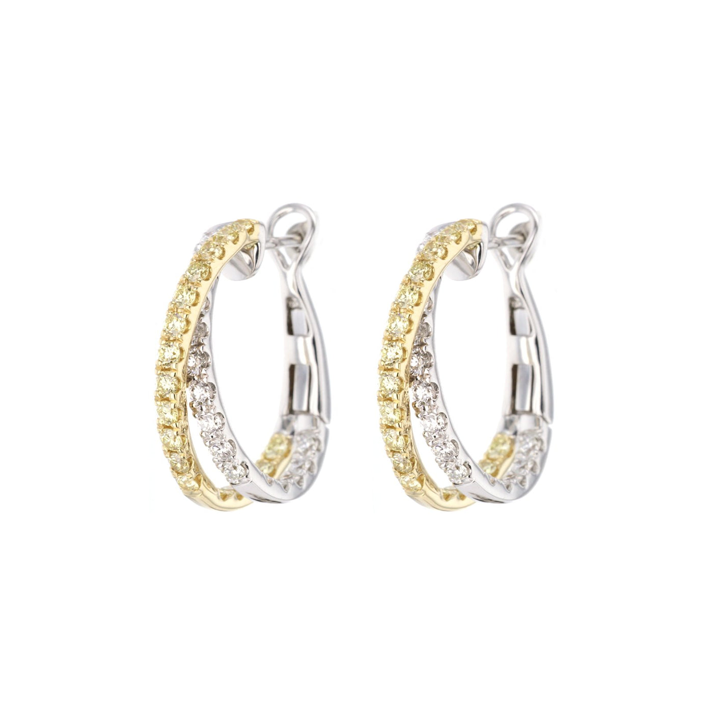 Yellow & White Diamond Inside-Out Hoop Earrings