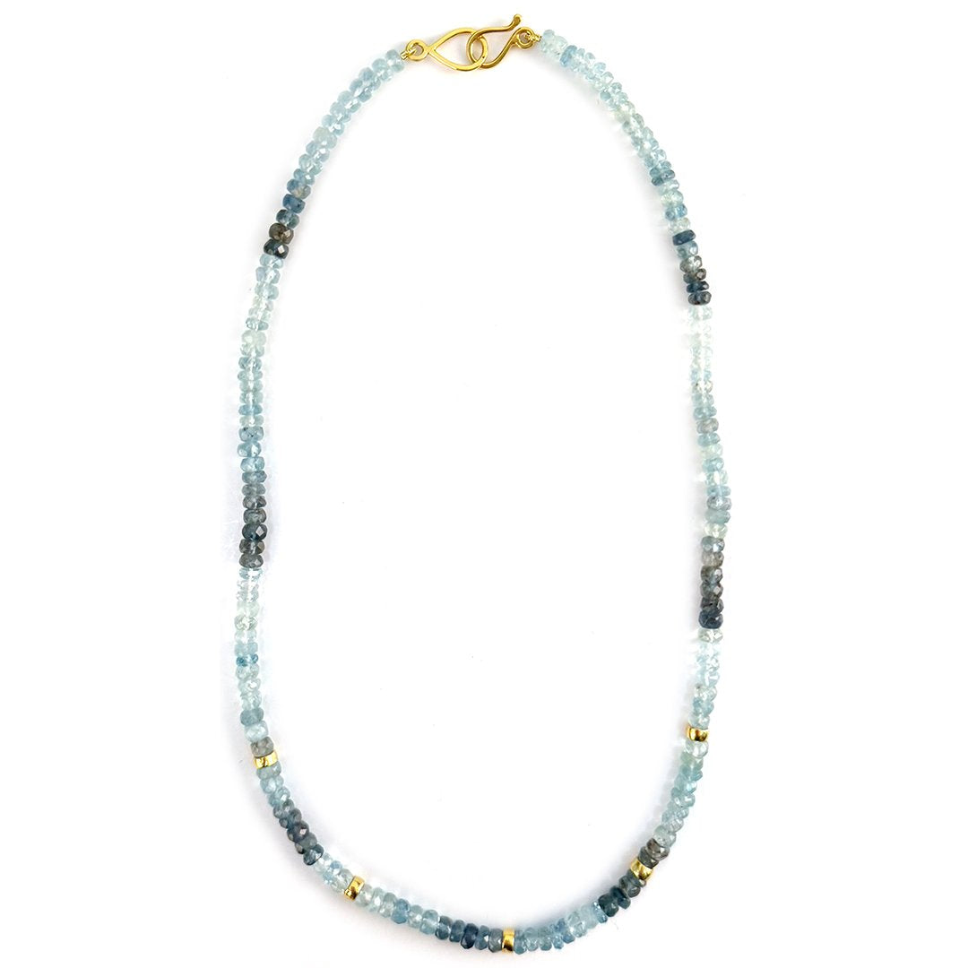 Moss Aquamarine Bead Necklace