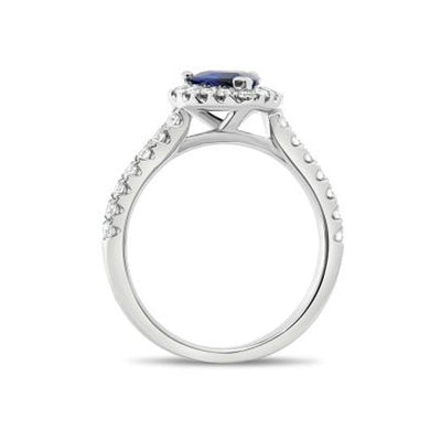 Pear Blue Sapphire & Diamond Halo Ring