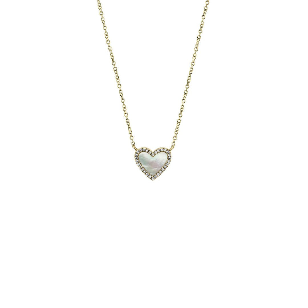 Mother of Pearl & Diamond Heart Necklace