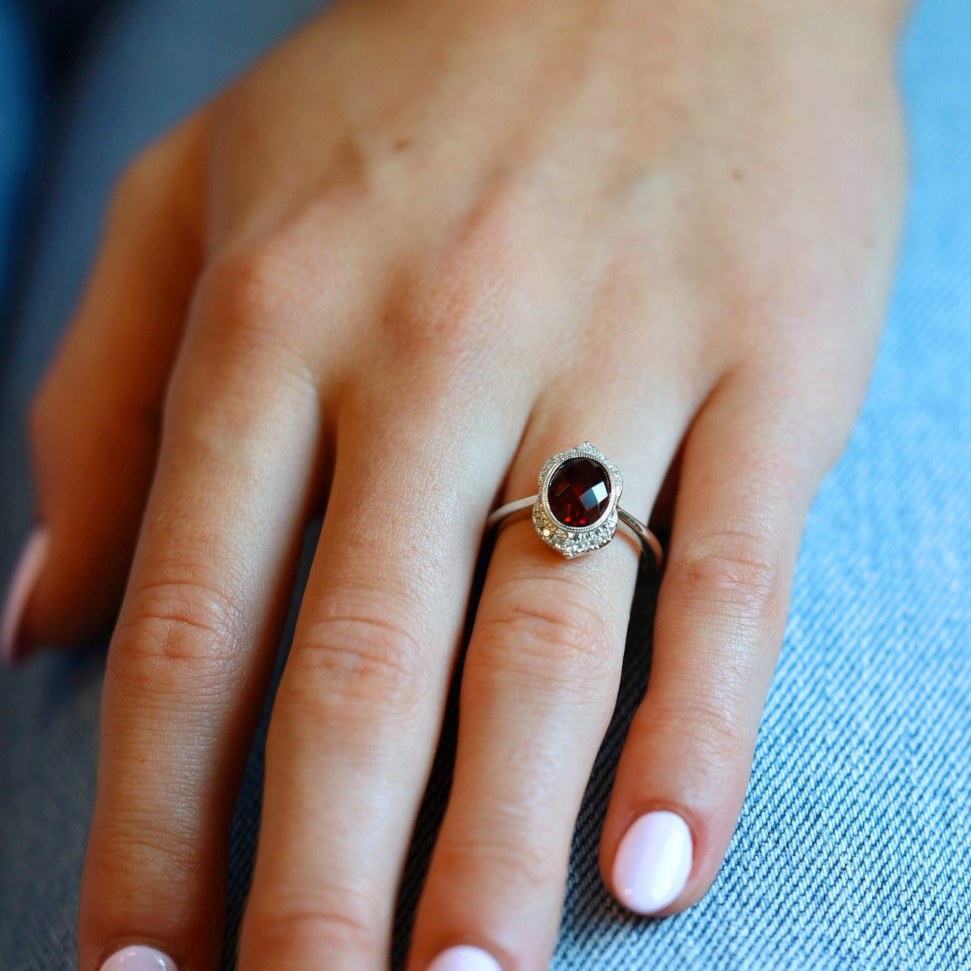 Garnet & Diamond Ring