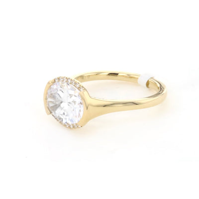 0.16 ctw Diamond Half Bezel Engagement Ring