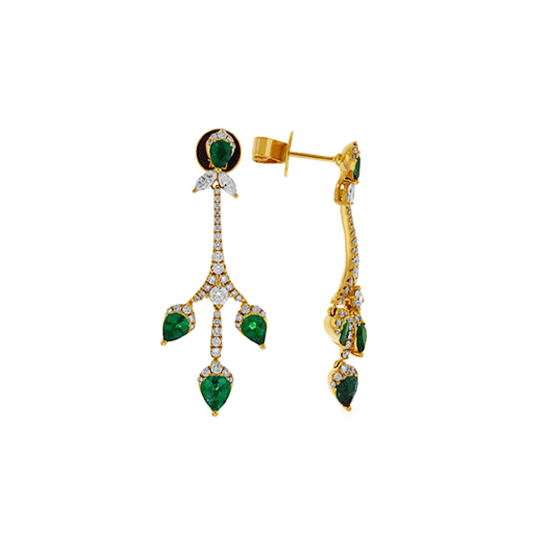 Emerald & Diamond Dangle Earrings