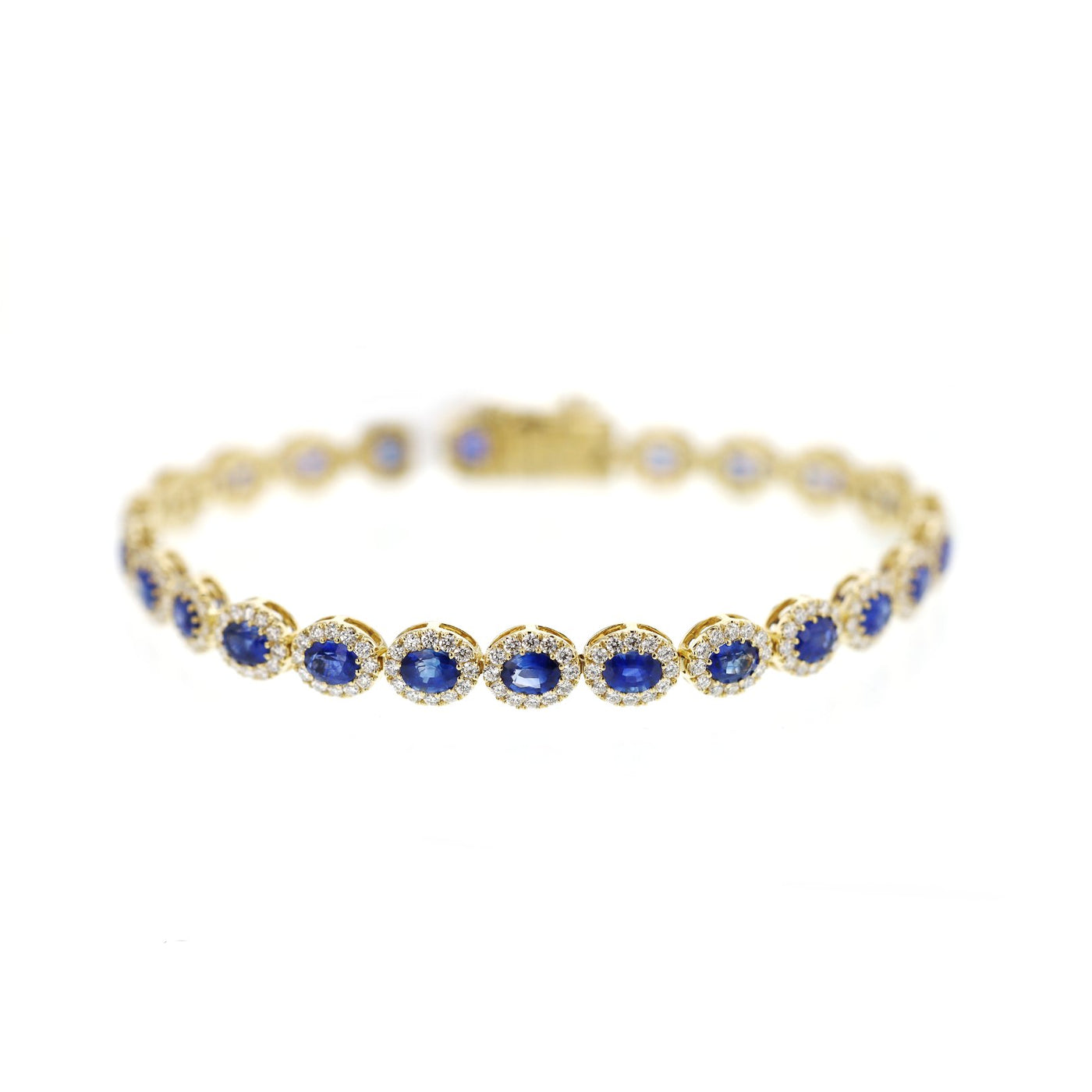 Blue Sapphire & Diamond Halo Bracelet