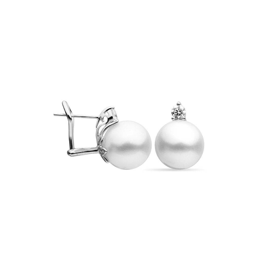 12-13MM Pearl & Diamond Earrings