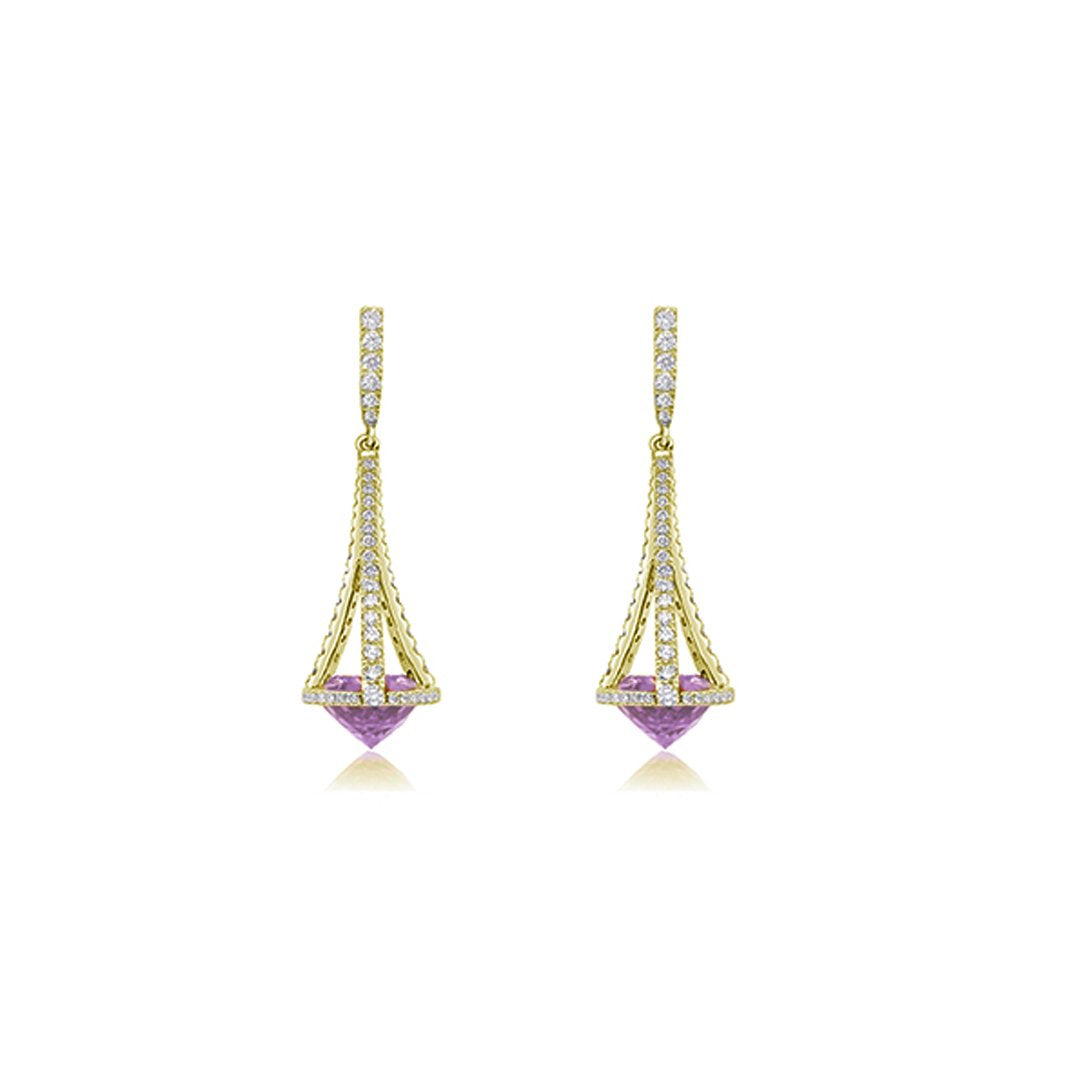 Amethyst & Diamond Drop Earrings - Continental Diamond