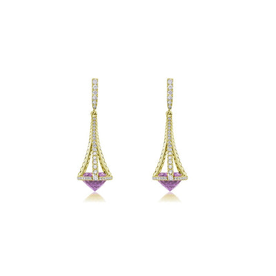 Amethyst & Diamond Drop Earrings - Continental Diamond