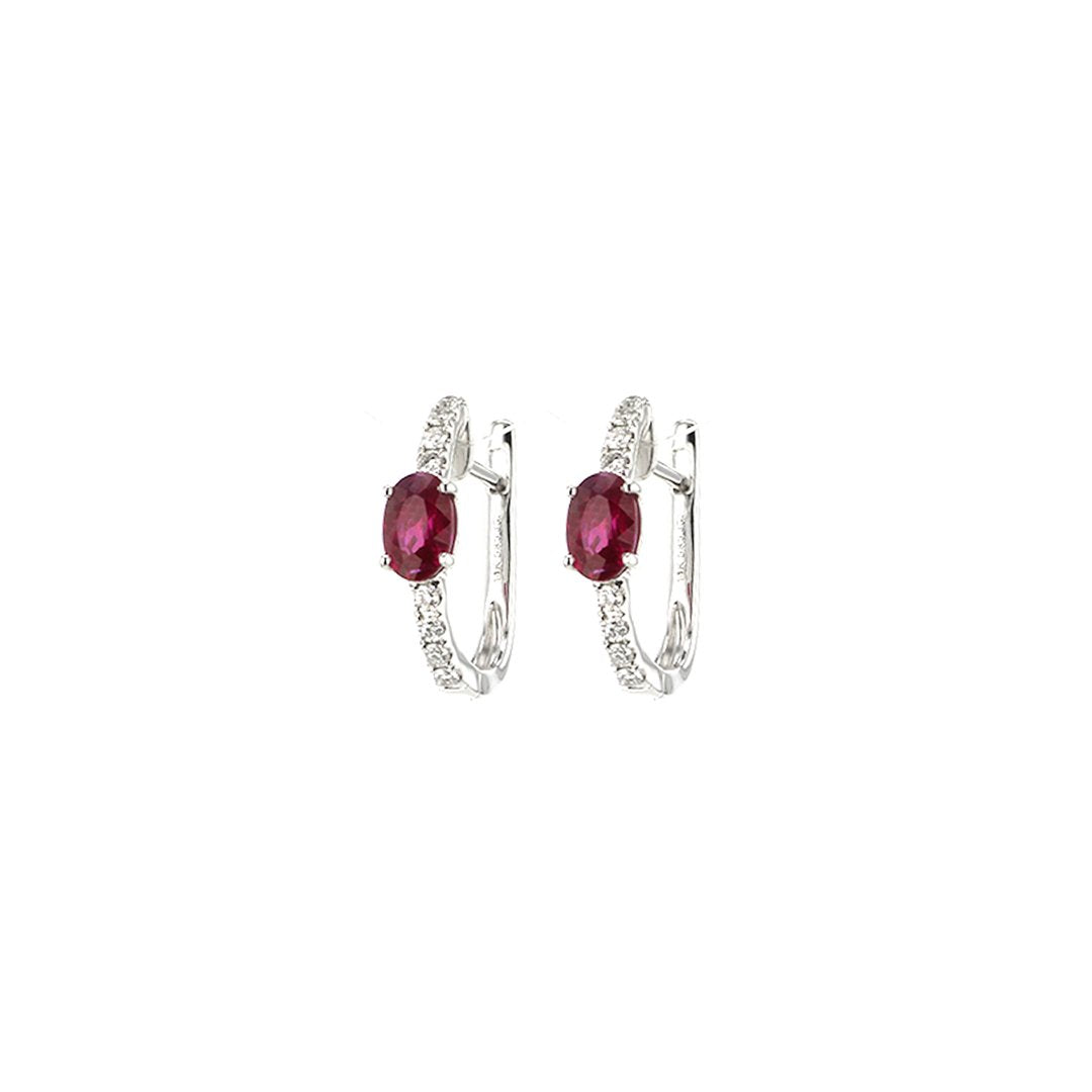 Ruby & Diamond Hoop Earrings - Continental Diamond