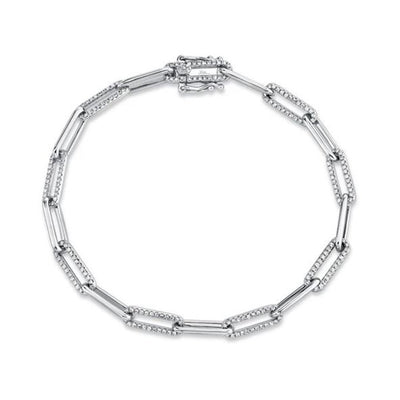 0.74 ctw Diamond Paper Clip Chain Bracelet - Continental Diamond