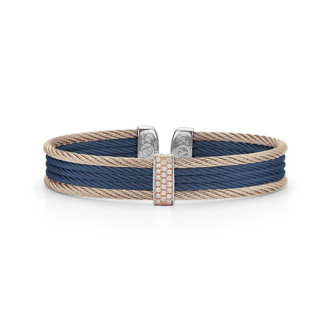 0.19 ctw Navy & Carnation Cable Cuff Bracelet - Continental Diamond