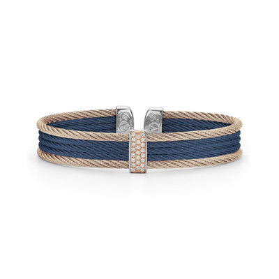 0.19 ctw Navy & Carnation Cable Cuff Bracelet - Continental Diamond