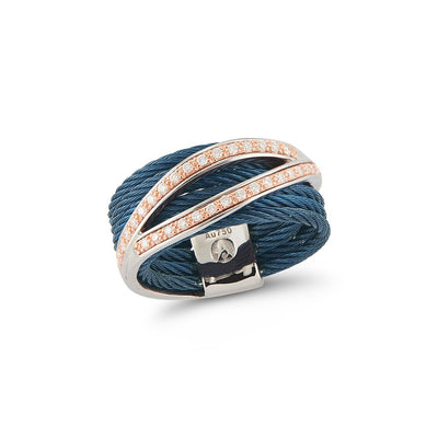 0.27 ctw Diamond Navy Blue Cable Ring - Continental Diamond