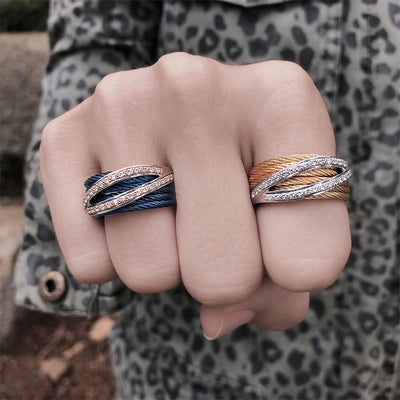 0.27 ctw Diamond Navy Blue Cable Ring - Continental Diamond