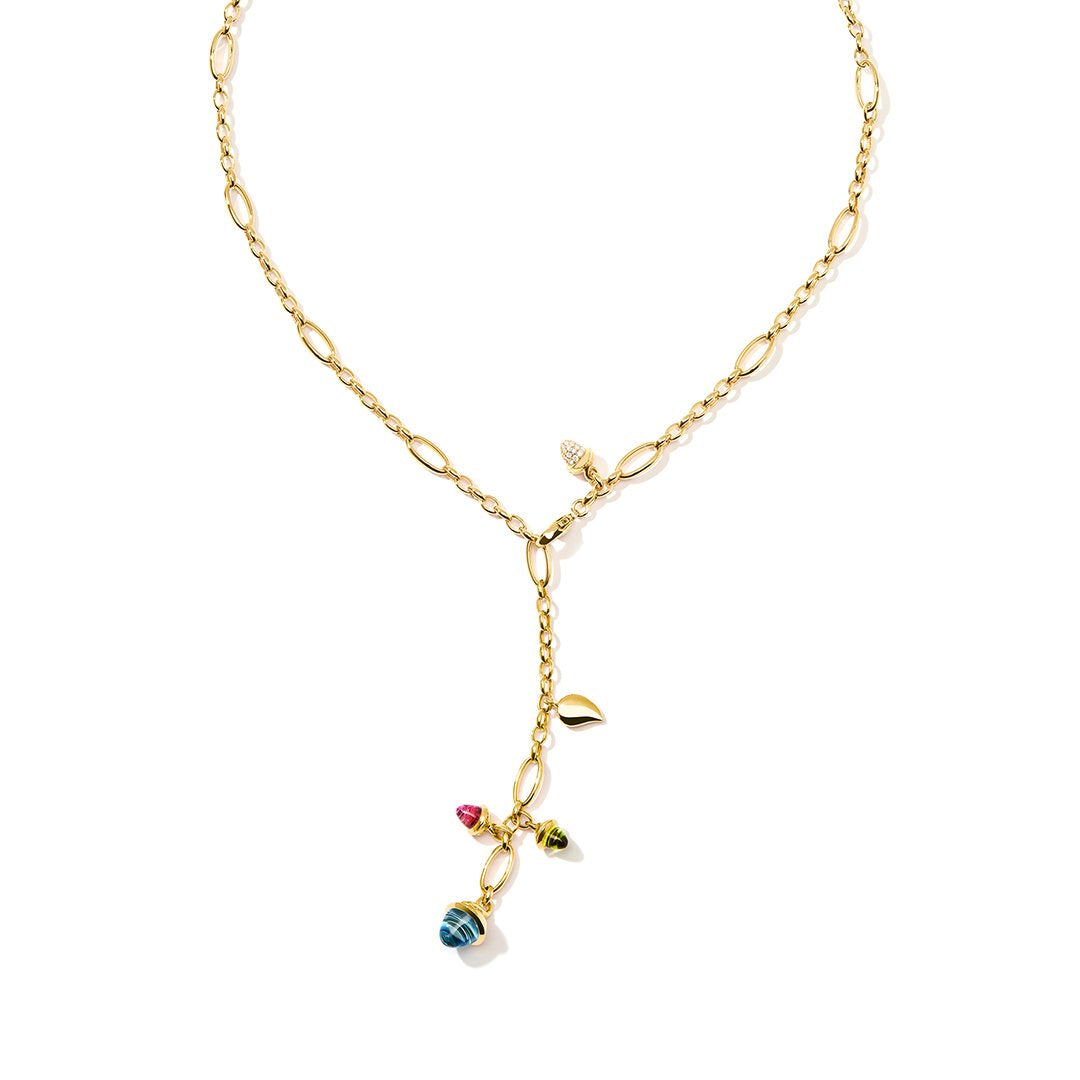 20" Blue Topaz, Peridot, Pink Tourmaline & Diamond Necklace