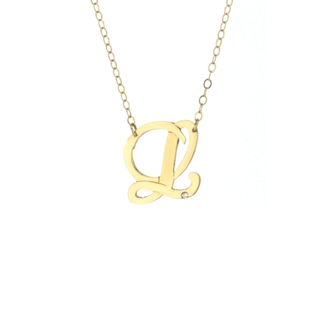 Letter L Necklace - Continental Diamond