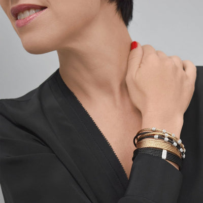 0.05 ctw Diamond Black Cable Bangle Bracelet - Continental Diamond