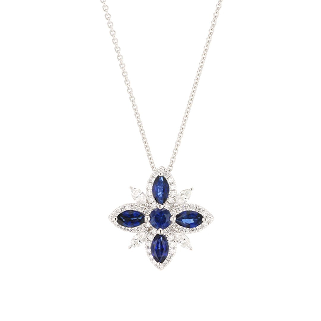Blue Sapphire & Diamond Necklace - Continental Diamond