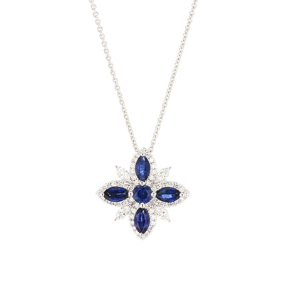 Blue Sapphire & Diamond Necklace - Continental Diamond