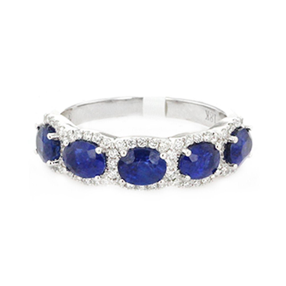 Blue Sapphire & Diamond Band - Continental Diamond