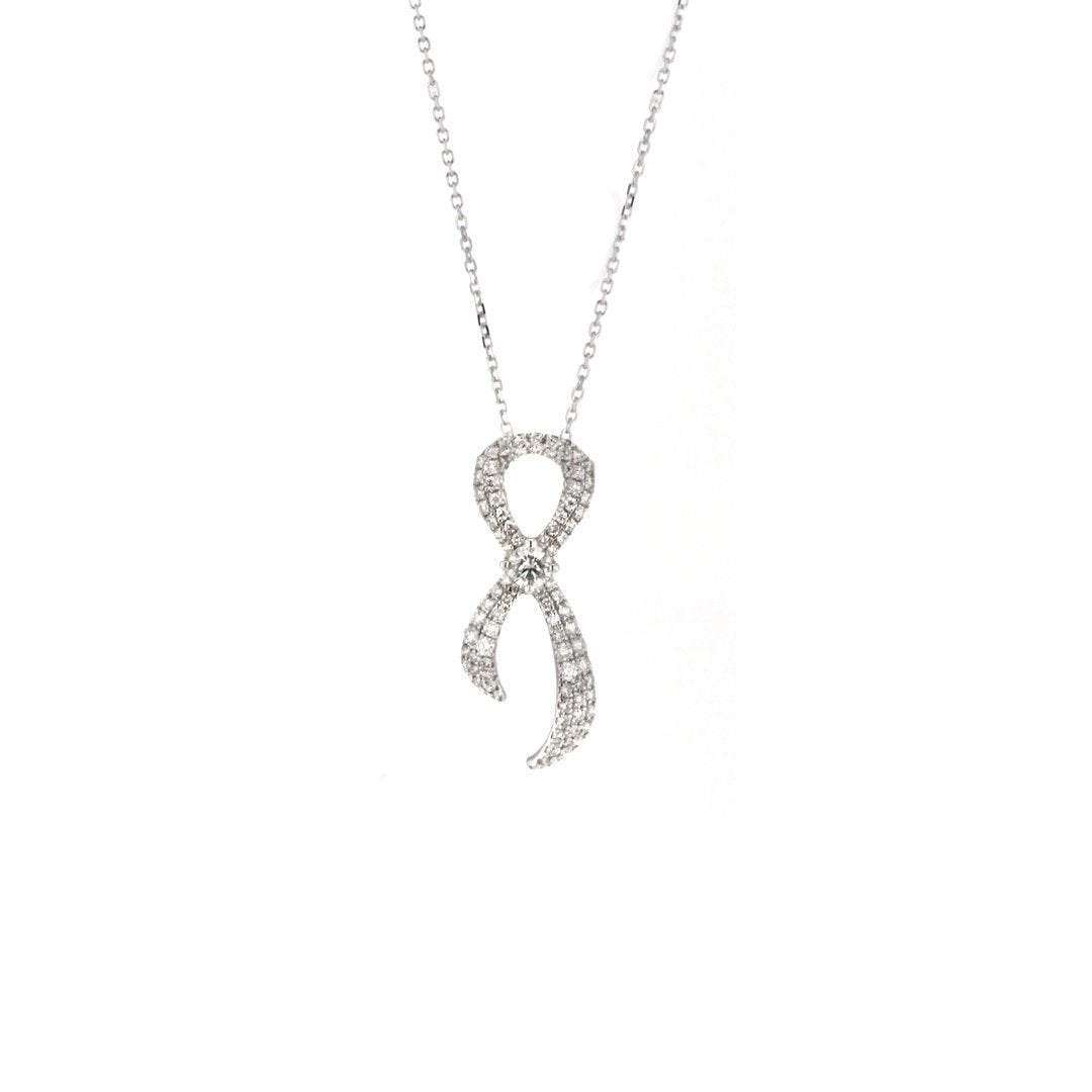 0.56 ctw Diamond Cancer Awareness Ribbon Pendant Necklace - Continental Diamond