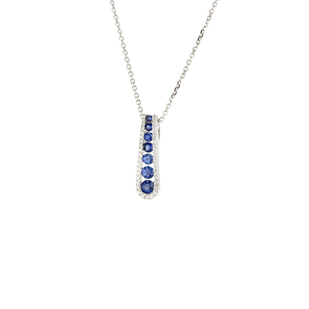 Blue Sapphire & Diamond Pendant Necklace - Continental Diamond