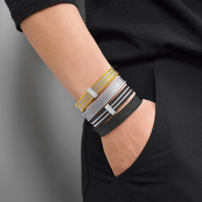 0.19 ctw Diamond Grey & Black Cable Bangle Bracelet - Continental Diamond