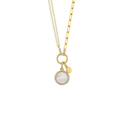 Mother of Pearl & Diamond Pendant Necklace