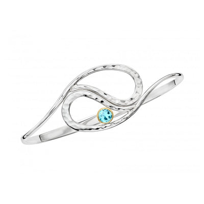 Silver & Gold Blue Topaz Bangle Bracelet - Continental Diamond