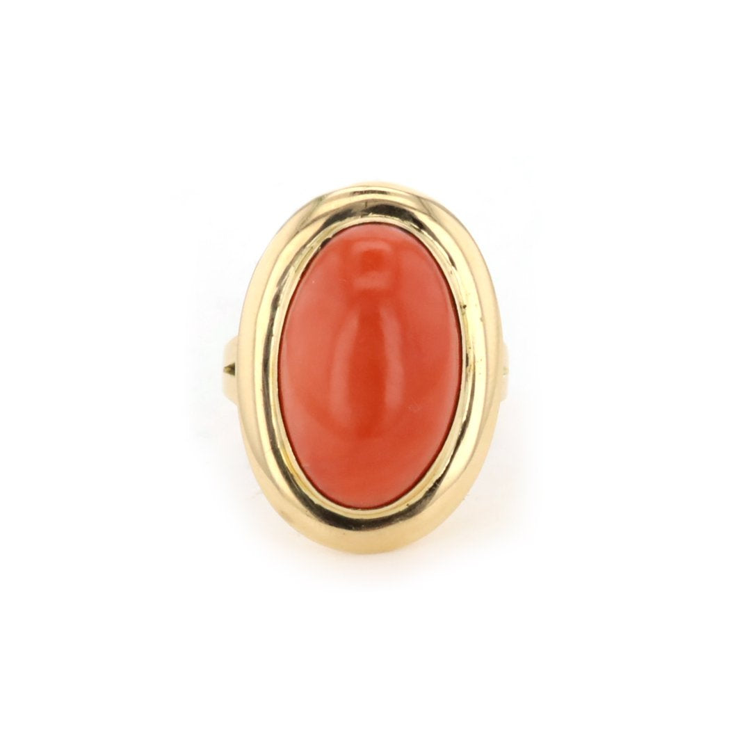 Oval Coral Cobochon Ring