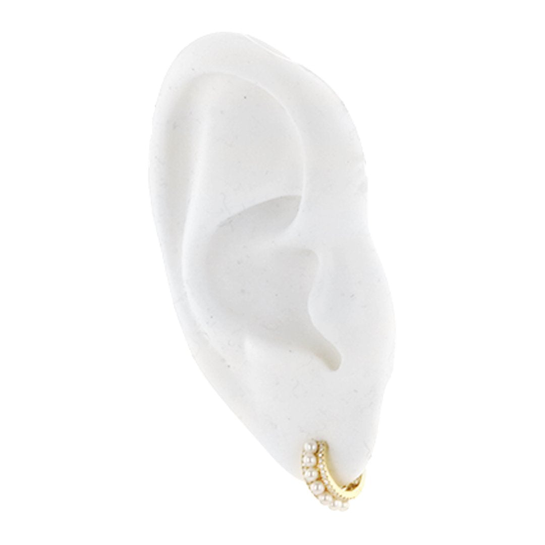 Pearl & Diamond Huggie Earrings - Continental Diamond