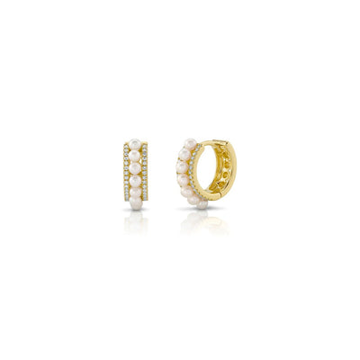 Pearl & Diamond Huggie Earrings - Continental Diamond