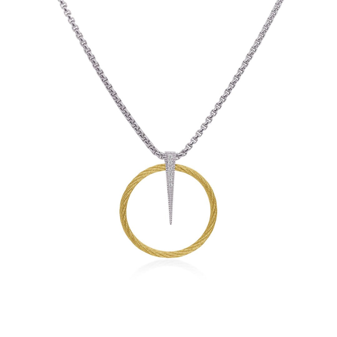 0.05 ctw Diamond Open Circle Grey & Yellow Cable Necklace - Continental Diamond