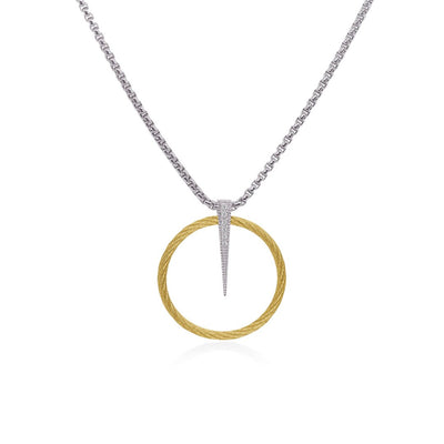 0.05 ctw Diamond Open Circle Grey & Yellow Cable Necklace - Continental Diamond